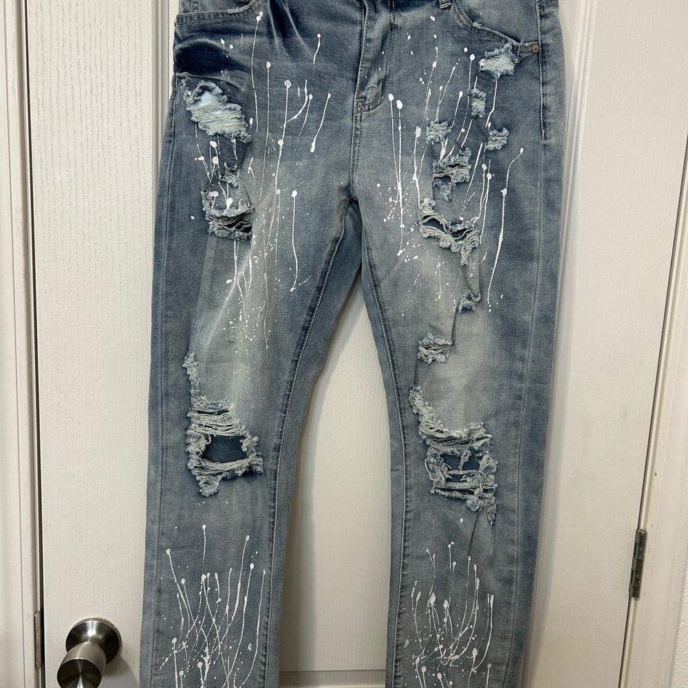 Stylish Distressed Blue Jeans